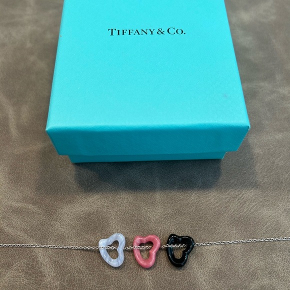 Tiffany & Co. Elsa Peretti Necklace with 3 Gemstone Open Hearts - Picture 4 of 10